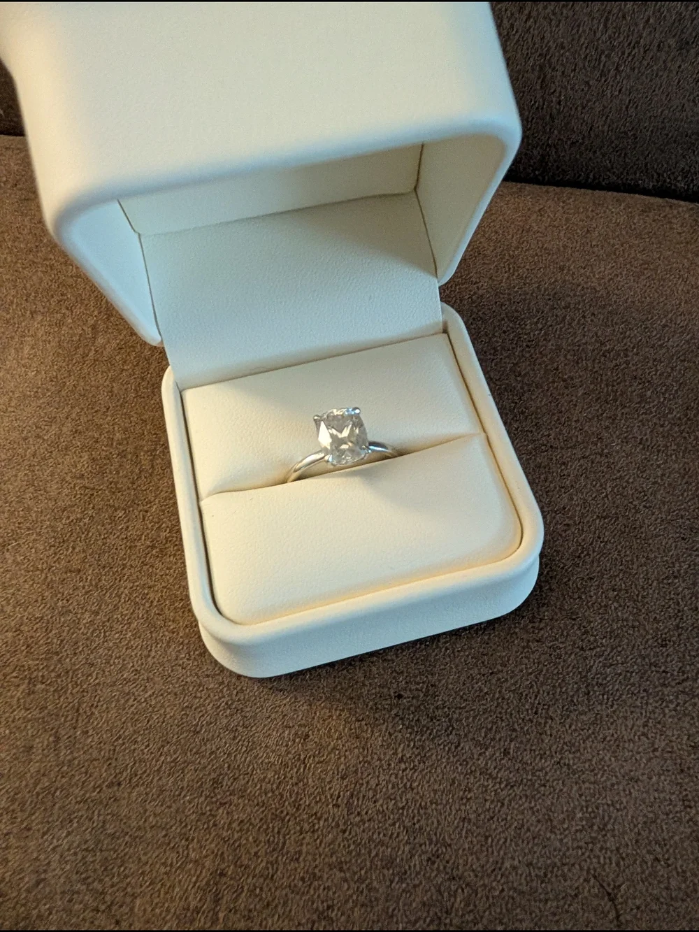 Elegant Cushion-Cut Solitaire Moissanite Ring in 14k White Gold
